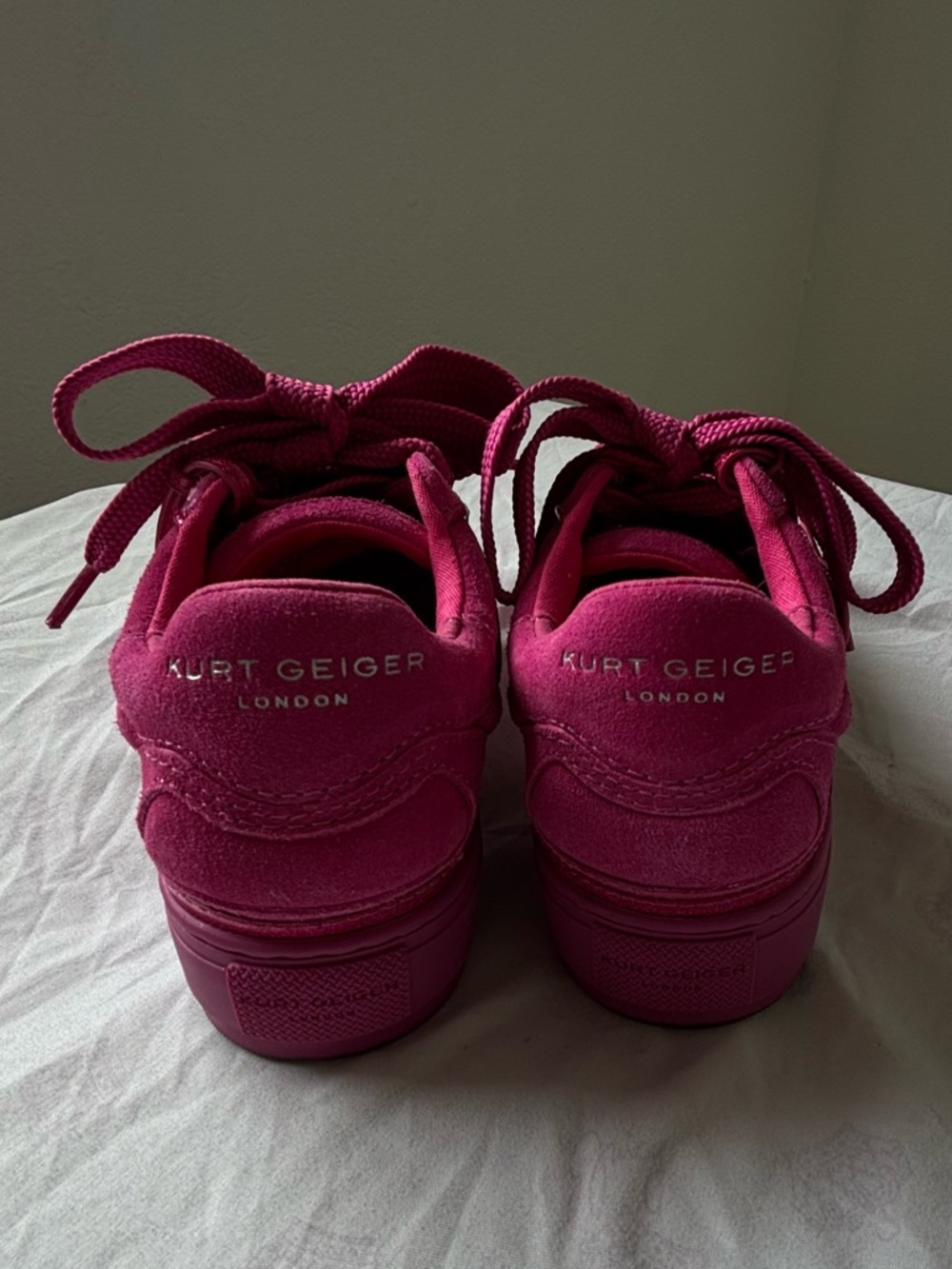 Kurt Geiger Fuchsia Suede Platform Sneakers